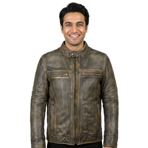 Veste en cuir pour homme, veste en cuir de qualité personnalisable pour homme, style slim fit, avec vêtements chauds 100% originaux pour homme - Product Image 5