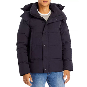 Veste d'hiver personnalisée à capuche épaisse en laine respirante, fermeture éclair, couleur unie, en soie et coton pour homme - Product Image 5