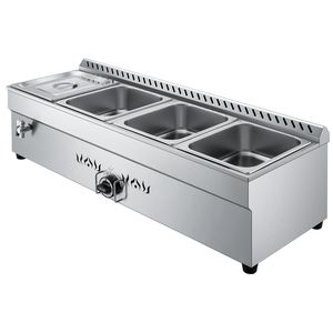 Scaldavivande Commerciale a Vapore a Gas Propano con Scaldaspezie da Esterno a Gas LP in Acciaio Inossidabile, Attrezzatura per Mantenere Caldi e Riscaldare Alimenti con 4 Vasche Regolabili - Product Image 1