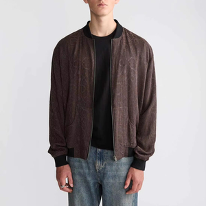 High-Quality Heavyweight Men's Bomber Jacket Custom Zip-Up Windbreaker <b>Coat</b> with Turn Collar Bomber Jacket - Product Image 1
