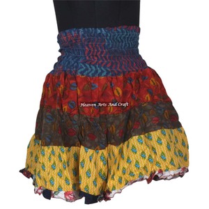 New Gypsy Indian Mini <b>Skirt</b> Boho Stylish Patch Cotton Summer Work Festival Wear with Printed Rara Hippy Mini Sexy Apparels - Product Image 2