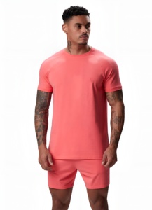 Camiseta de Manga Corta para Hombre, Color Sólido, Tejida, Cuello Redondo, Corte Ajustado, Transpirable, Ropa Casual para un Estilo de Vida Activo - Product Image 3