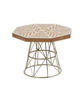 Support à gâteau rond en bois écologique de designer avec base en métal, motif soleil, pour présentation de desserts sur table de mariage - Product Image 1