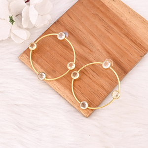 Boucles d'oreilles en quartz citron hydro et quartz cristal hydro, bijoux fantaisie faits à la main pour femmes - Product Image 4