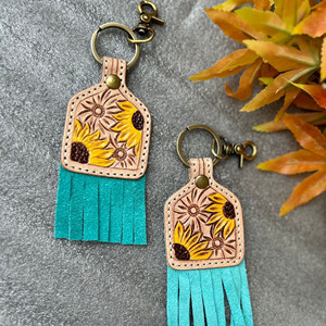 Nuevos llaveros de borla encantadores bonitos de cuero de Color genuino hechos a mano reales, gran oferta, llaveros turquesa modernos de estilo occidental - Product Image 2