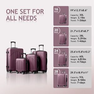 FCH 4-in-1 Trolley Case Curved Vertical Stripes in Violet Versatile Suitcase Solution - Product Image 3