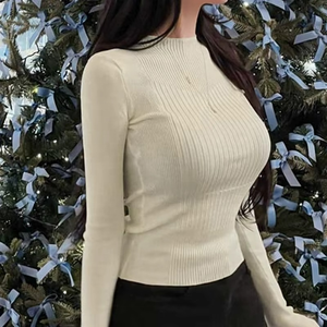 Pull moulant sexy à manches longues en maille pour femme – Chic et polyvalent, mettant en valeur la silhouette - Product Image 2