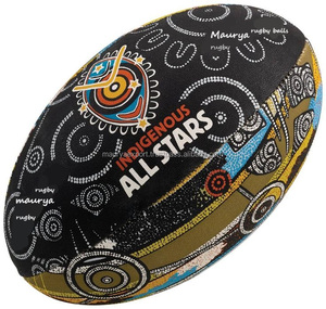 Ballon de rugby fait à la main avec logo entièrement personnalisé fabriqué en Inde à des fins d'entraînement et de promotion - Product Image 5