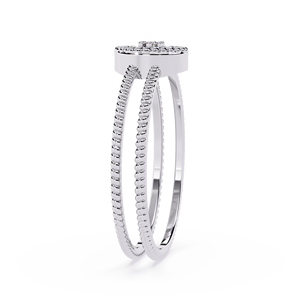 Bague de fiançailles en or blanc avec diamant de laboratoire, taille ronde brillante, halo, ajustable pour femme, anniversaire - Product Image 3
