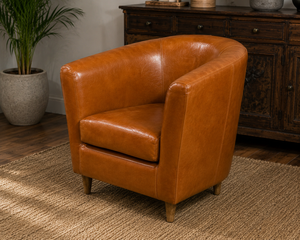 Elegant Leather <b>Armchair</b> with Upholstered Cushion Solid Wood Legs Comfortable Lounge Chair for Living Room Hotel and Office Use - Product Image 3
