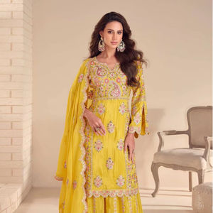 Conjunto de Kurta Sharara Dupatta turquesa con bordados elaborados para mujer, traje de lujo pakistaní para bodas y fiestas, especial para Eid. - Product Image 1