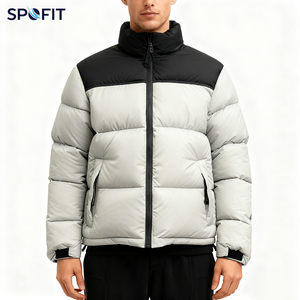 Veste matelassée légère pour homme, à blocs de couleurs, avec capuche et fermeture éclair, pour l'hiver - Product Image 5