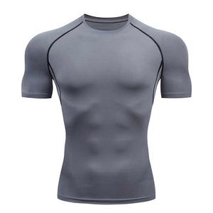 Men's Blue <b>Black</b> Short Sleeve <b>Compression</b> <b>Shirt</b> Quick Dry Sublimation Printed Spandex Polyester Rash Guard Adult Sport Top - Product Image 4