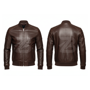 Custom Men's Slim Fit Black Leather <b>Jacket</b> with Stand Collar Quilted Windbreaker for Casual Motorcycle Use and Outdoor Wear - Product Image 4