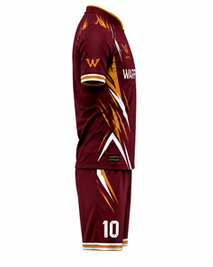 WARPRO ชุดฟุตบอลทุกฤดูกาล ชุดเสื้อฟุตบอลและกางเกงขาสั้นโพลีเอสเตอร์น้ำหนักเบา ชุดเสื้อฟุตบอลมืออาชีพสำหรับผู้ชาย - Product Image 3