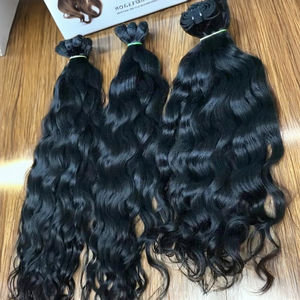 Cabello crudo humano Remy indio Virgen sin procesar 100% que teje el extremo grueso con estilo de onda sin enredos - Product Image 1