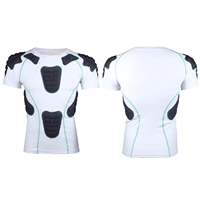 Maillot de football de protection compressif avec protection rembourrée poitrine et côtes, sous-vêtement technique pour entraînement, maillot de gardien de but