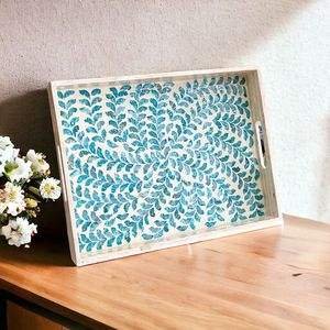 Timeless Eco-Friendly Mother Pearl Serving Tray Handmade Decorative Shell <b>Mosaic</b> Dishwasher Safe for Contemporary Classic - Product Image 1