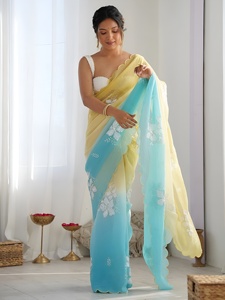 ผ้าซิฟฟอนเนื้อนุ่มหรูหรา ดูมีระดับ พร้อมงานปักสวยงาม ประดับด้วยเลื่อมขนาด 3 มม. ความยาว 5.5 เมตร - Product Image 5