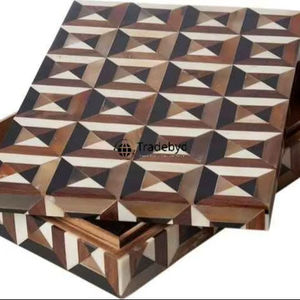 Sous-verre carré en os incrusté fait main 4x4 pouces, style luxueux, qualité supérieure, décoration de table, disponible en différentes couleurs - Product Image 1