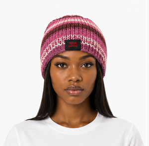 Wholesale Trending Jacquard Custom Striped Slouchy Knit Handmade <b>Beanie</b> Heavyweight Warm Knitted Textured <b>Slouch</b> <b>Beanie</b> - Product Image 2