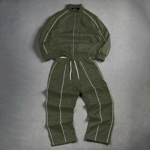 Ensemble de survêtement marron pour homme à col montant, respirant et sportif - Product Image 3
