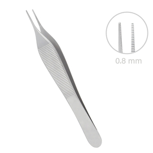 Pince à pansement Adson à pointe dentelée de 0,8 mm, longueur totale 12 cm, instrument chirurgical en acier inoxydable - Product Image 3