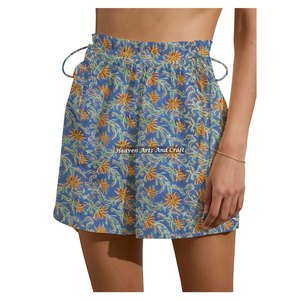 Shorts de week-end faits main à cordon de serrage pour femme, en coton imprimé, collection été, pour la plage - Product Image 3