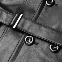 Manteau long en cuir véritable pour homme de haute qualité, au toucher doux, respirant, vêtement d'extérieur tendance pour l'hiver