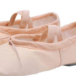 Chaussures de danse pour filles, ballerines en toile rose, prix OEM, vente directe d'usine, design personnalisé, cuir souple, nouvelle semelle fendue. - Product Image 6