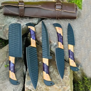 Juego de Cuchillos de Chef Profesionales de Acero Inoxidable de 5 Piezas, Hechos a Mano por Ahmad Fabric, Mango de Resina, Funda de Cuero, Diseño Moderno, Personalizable - Product Image 3