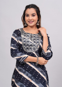 Women Rayon Blue Printed <b>Kurti</b> Ethnic Casual Wear <b>Kurti</b> - Product Image 4
