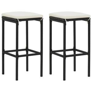 Ensemble de 2 tabourets de bar moyens en rotin PE noir - Product Image 1