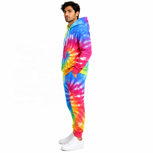 OEM Heavyweight Unisex Tie-Dye Hoodies Sweatshirt Set Oversized Casual French Terry Pocket Design Winter <b>Tracksuit</b> 100% Cotton - Product Image 4