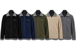 Veste d'hiver unisexe en polaire sherpa bleue très demandée, épaisse, en polyester, entièrement zippée, douce et moelleuse, style Teddy, avec col contrastant - Product Image 4