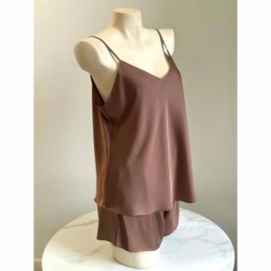 Conjunto de Pijama de Seda Satinada Personalizado para Mujer, Camisola sin Mangas y Pantalones Cortos - Product Image 4