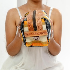 Hand <b>Tooled</b> Dopp <b>Kit</b> for Men & Women Western Cowhide Floral Hanging Toiletry <b>Bag</b> Genuine Leather Makeup Organizer Cosmetic <b>Bags</b> - Product Image 3