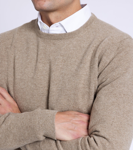 Top Quality Hot Sale Men's Beige Cashmere <b>Pullover</b> <b>Sweater</b> Solid Color Knitted Regular Sleeve Autumn Wear Standard Thickness - Product Image 6