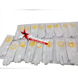 Guantes Masónicos de Cuero Blanco Liso Bordados para Ceremonias Religiosas, Personalizables y de Alta Calidad - Product Image 3