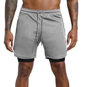 กางเกงกีฬาขาสั้นผู้ชาย 2 in 1 แบบมีซับในรัดรูป สำหรับออกกำลังกาย วิ่ง แห้งเร็ว มีช่องใส่โทรศัพท์ ผลิตโดยโรงงาน OEM - Product Image 2