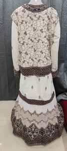 Élégant Faux Georgette Gharara Set pour Adultes Full Front & Back Embroidery Zarkan Stones Sequence Work for Winter - Product Image 4