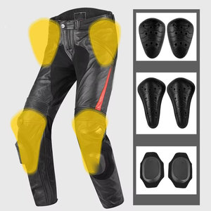 Pantalon en cuir noir SPAWRTS SPORTS SS-MP-800 pour homme, moto, motocross, course automobile, protection respirante avec fermeture éclair, sans manches - Product Image 1