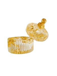 Luxury Decorative Resin <b>Jar</b> Set Golden Leaf Inlay Tray Elegant <b>Storage</b> Container Cover Durable 250mL Classic <b>Kitchen</b> Handcrafted - Product Image 4