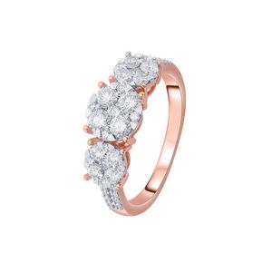Anillo de Oro Rosa de 14K con Tres Diamantes Redondos Cultivados en Laboratorio - Product Image 1
