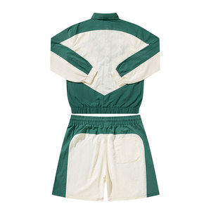 ชุดวอร์มกันลมแบบมีซิปสำหรับผู้ชาย พิมพ์โลโก้ได้ตามต้องการ  ชุดกีฬาสองชิ้น แจ็คเก็ตและกางเกงขาสั้น ทำจากไนลอน - Product Image 2