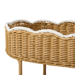 Vietnam Factory Wholesale Rattan <b>Storage</b> <b>Basket</b>, Eco-Friendly Rattan Tiered Diaper Caddy, Tiered Stacked Organizer Scalloped - Product Image 2
