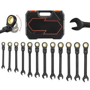 Set di chiavi a cricchetto a testa flessibile da 24 pezzi, 72 denti, in acciaio CRV, con anello a bussola da 17 mm, chiavi combinate metriche e SAE da 12 mm - Product Image 1