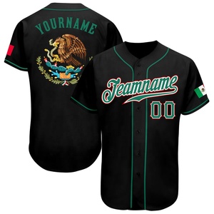 Maillot de baseball personnalisé pour homme, noir, sublimé, avec nom d'équipe 00, design Aigle du Mexique, anti-humidité, manches courtes - Product Image 1