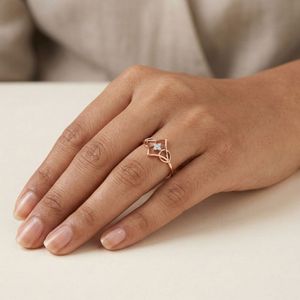 Anillo de diamantes naturales de lujo de 0.03 quilates, corte brillante redondo, color HI, claridad VS SI, oro rosa, joyería fina, anillo de compromiso y boda - Product Image 1
