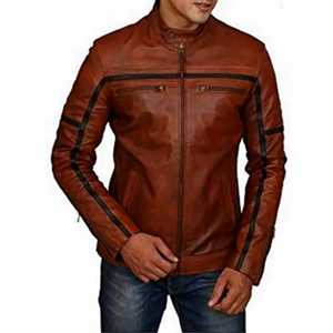 Latest Arrival Coated Stand Collar Men's Vintage Hooded Varsity Leather <b>Jacket</b> with Zipper Closure <b>Slim</b> <b>Fit</b> - Product Image 2